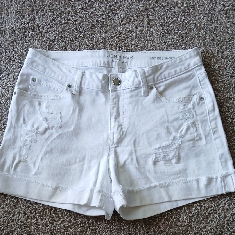 Jennifer Lopez Bright White Jean Shorts - Mid Rise | EUC Size 4